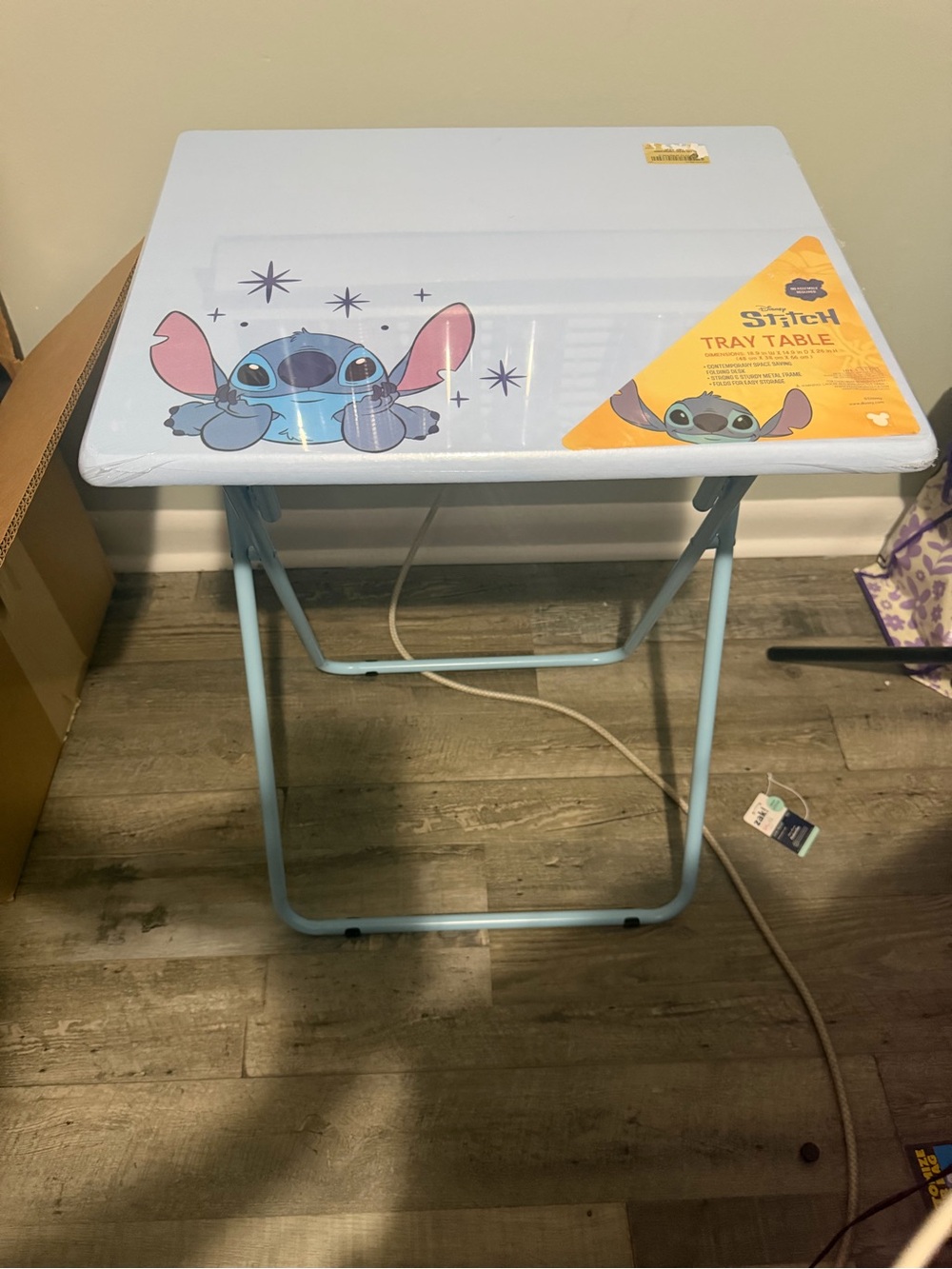 Disney Stitch Foldable Kids Tray Table in Light Blue